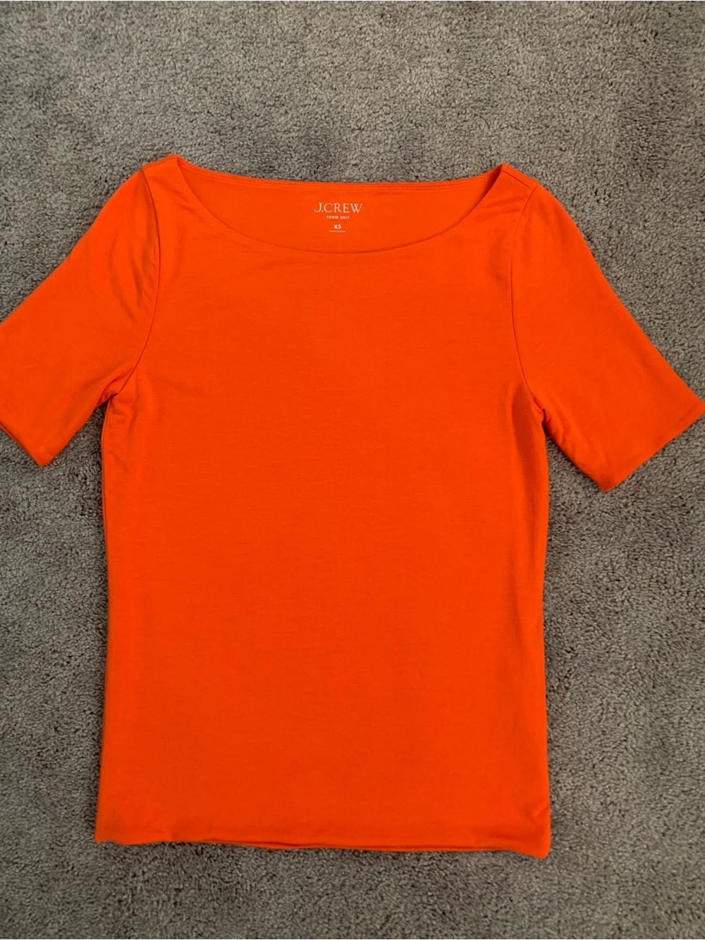 J. Crew Bright Orange Short Sleeve Scoop Neck Tee, Double Lined Knit